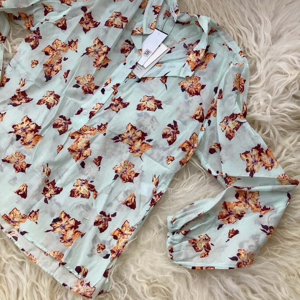 A.L.C. Shira Floral Print Mock Neck Blouse 1380 - Picture 6 of 13